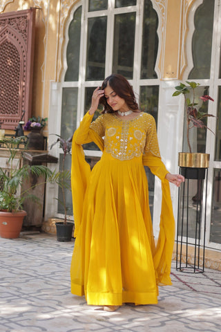Attractive Georgette Embroidered Designer Anarkali Suit Set