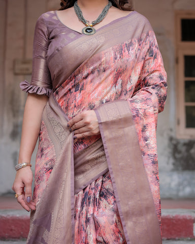 Pure Banarasi Silk Saree Weaved With Golden Zari Comes With Tassels