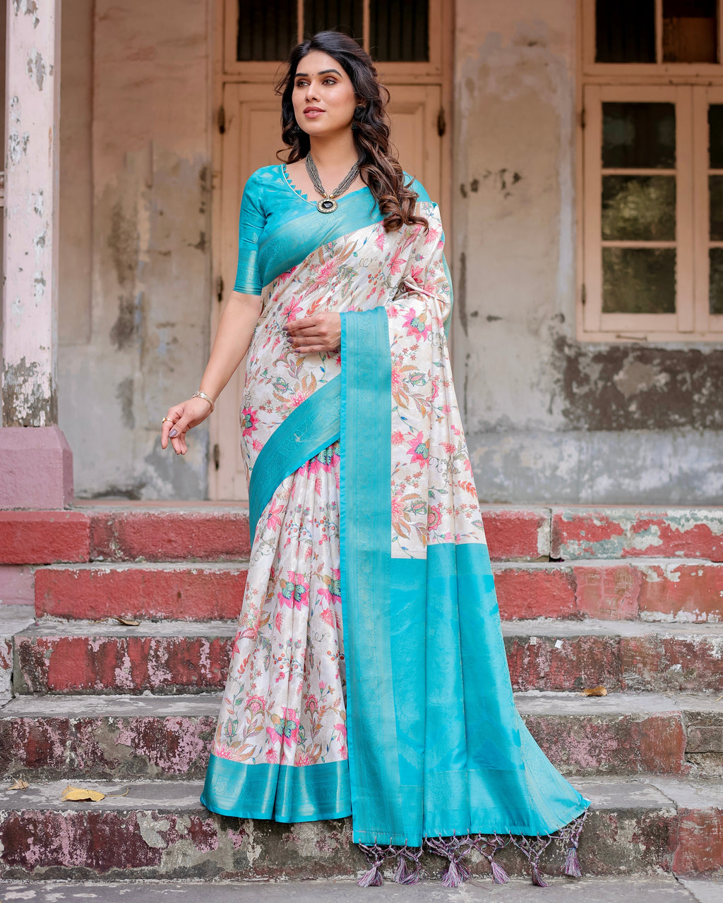 Pure Banarasi Silk Saree Weaved With Golden Zari Comes With Tassels