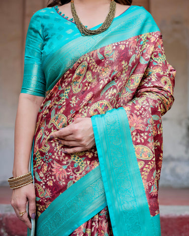 Pure Banarasi Silk Saree Weaved With Golden Zari Comes With Tassels