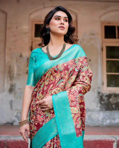 Pure Banarasi Silk Saree Weaved With Golden Zari Comes With Tassels