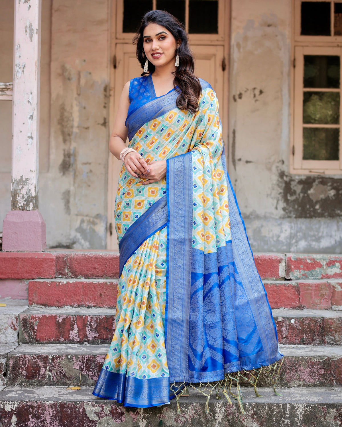 Pure Banarasi Silk Saree Weaved With Golden Zari Comes With Tassels