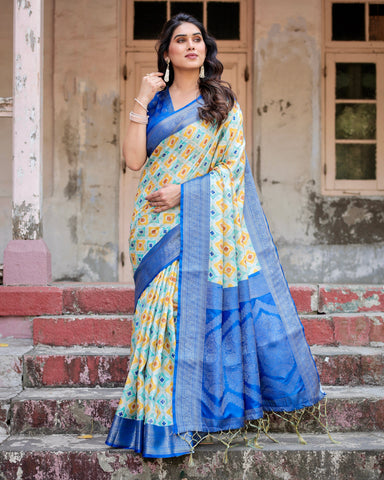 Pure Banarasi Silk Saree Weaved With Golden Zari Comes With Tassels