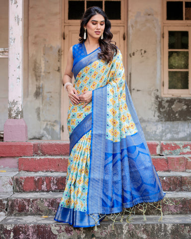 Pure Banarasi Silk Saree Weaved With Golden Zari Comes With Tassels