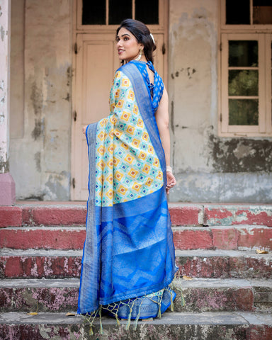 Pure Banarasi Silk Saree Weaved With Golden Zari Comes With Tassels