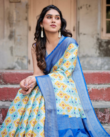 Pure Banarasi Silk Saree Weaved With Golden Zari Comes With Tassels