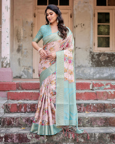 Pure Banarasi Silk Saree Weaved With Golden Zari Comes With Tassels