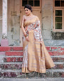 Pure Banarasi Silk Saree Weaved With Golden Zari Comes With Tassels