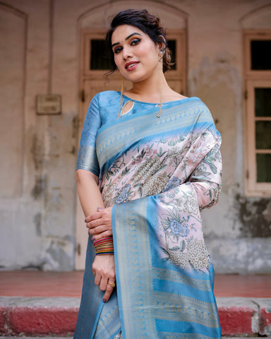 Pure Banarasi Silk Saree Weaved With Golden Zari Comes With Tassels