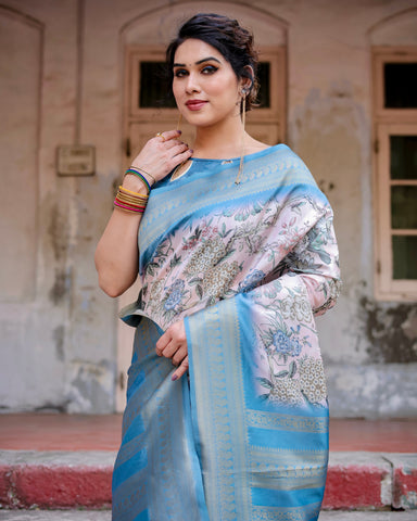 Pure Banarasi Silk Saree Weaved With Golden Zari Comes With Tassels