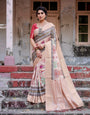 Pure Banarasi Silk Saree Weaved With Golden Zari Comes With Tassels