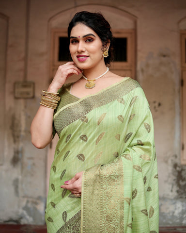 Pure Silk Saree Weaved With Zari Comes With Heavy Banarasi Brocade Blouse