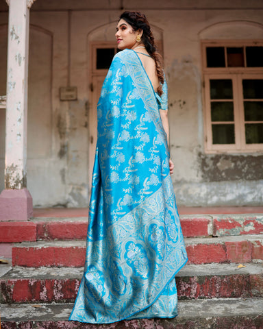 Pure Silk Saree Weaved With Zari Comes With Heavy Banarasi Brocade Blouse