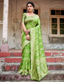 Pure Silk Saree Weaved With Zari Comes With Heavy Banarasi Brocade Blouse