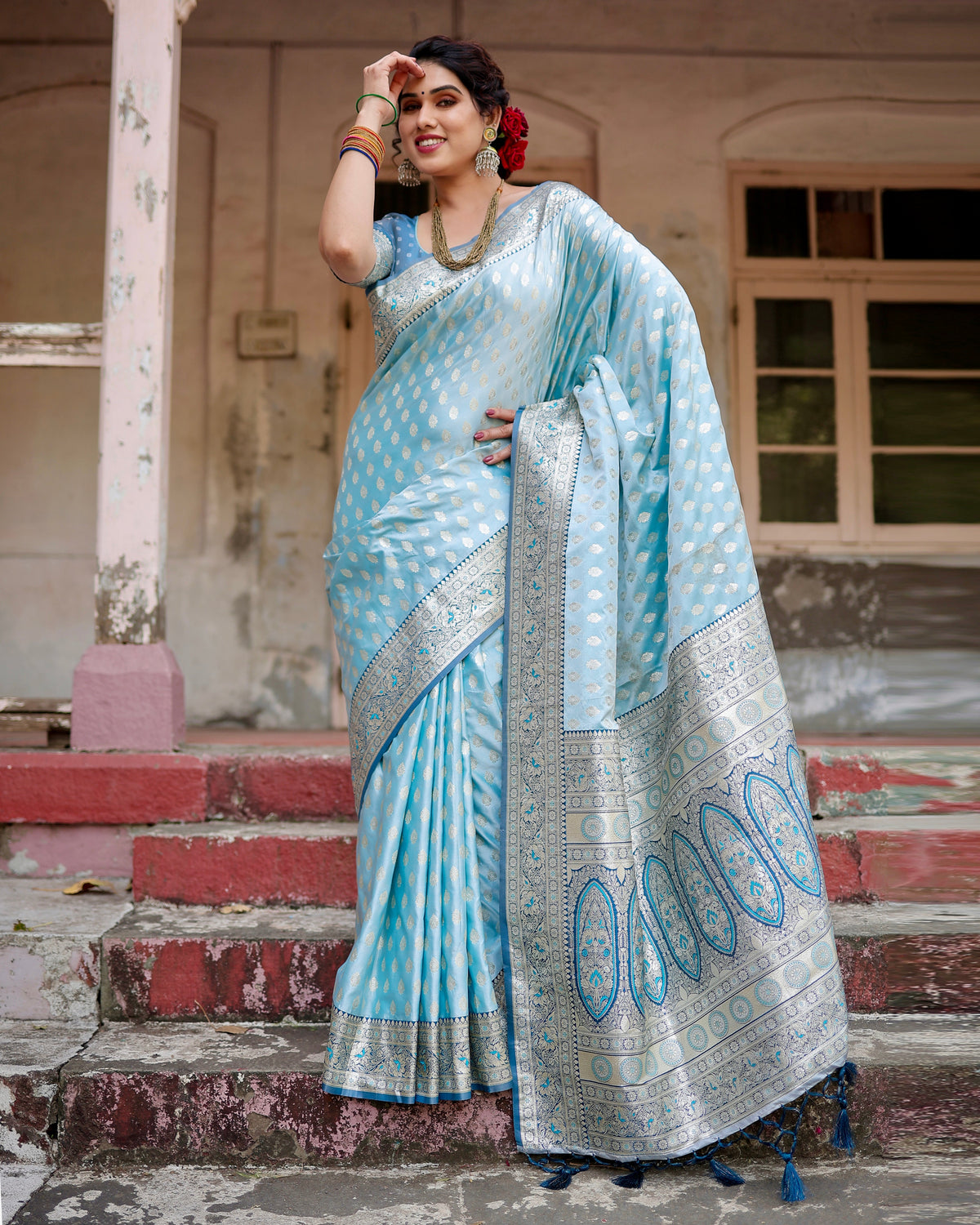 Pure Gaji Silk Saree Weaved With  Zari Comes With Tassels