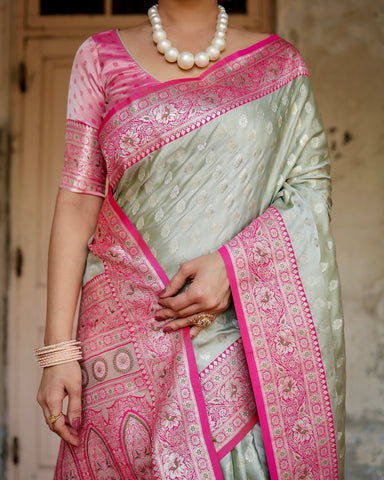 Pure Gaji Silk Saree Weaved With  Zari Comes With Tassels