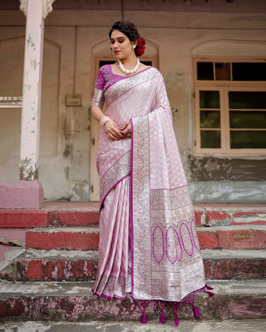 Pure Gaji Silk Saree Weaved With  Zari Comes With Tassels