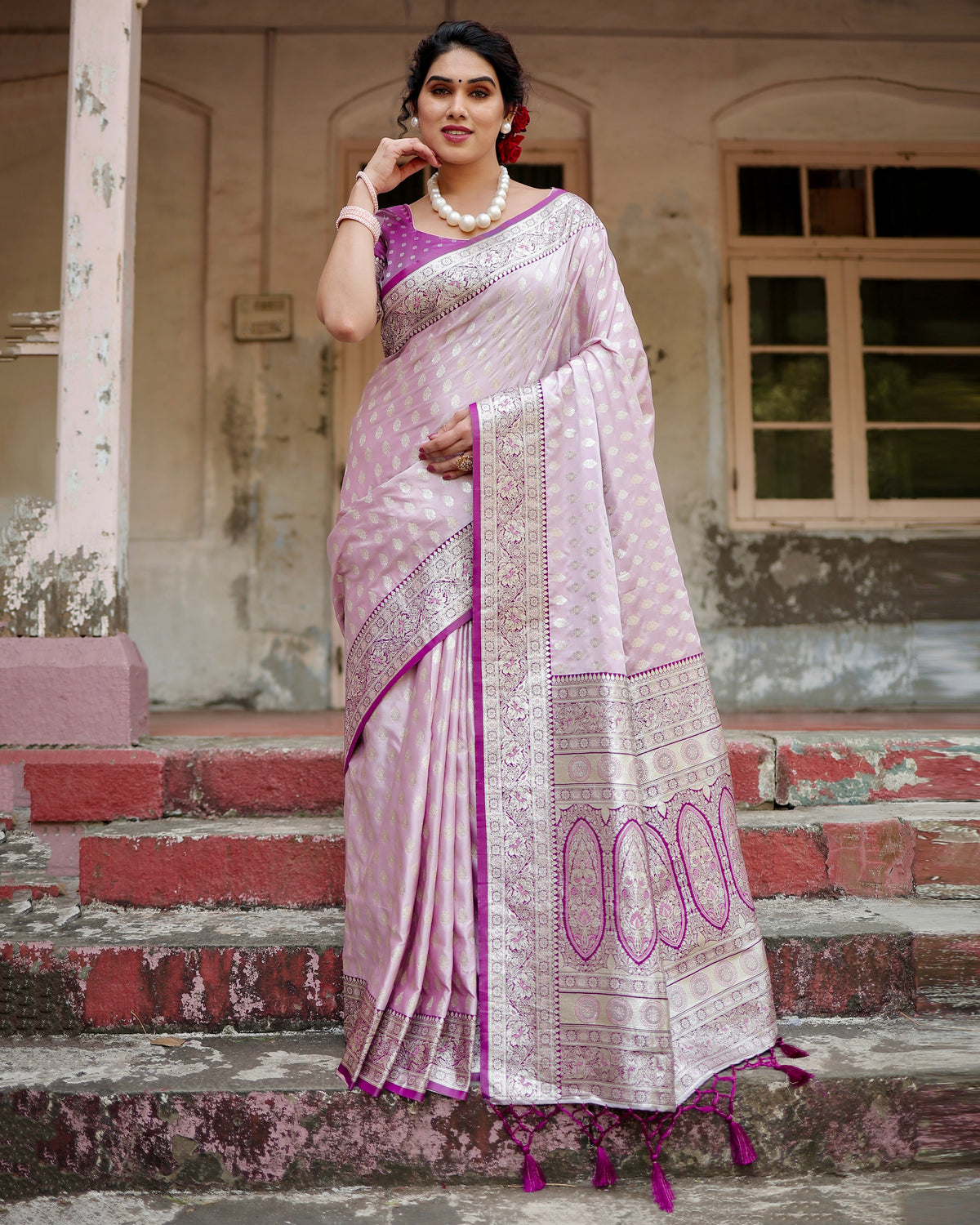 Pure Gaji Silk Saree Weaved With  Zari Comes With Tassels