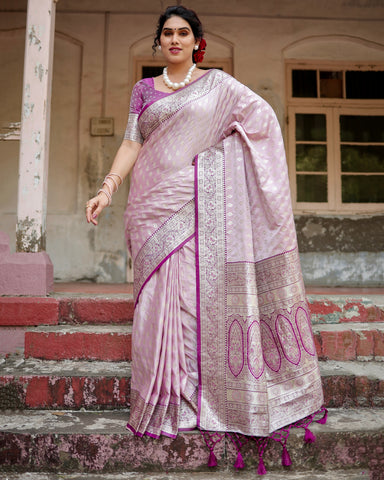 Pure Gaji Silk Saree Weaved With  Zari Comes With Tassels