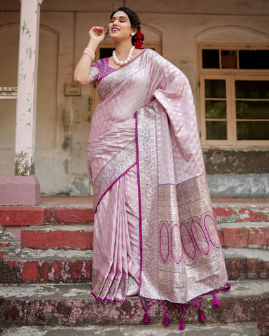 Pure Gaji Silk Saree Weaved With  Zari Comes With Tassels