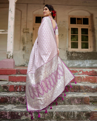 Pure Gaji Silk Saree Weaved With  Zari Comes With Tassels