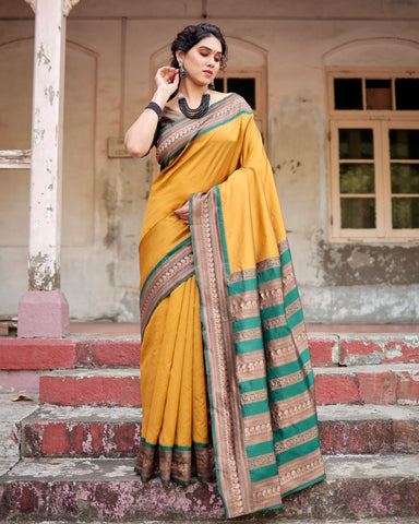 Pure Silk Saree Weaved With Zari Comes With Heavy Banarasi Brocade Blouse