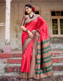 Pure Silk Saree Weaved With Zari Comes With Heavy Banarasi Brocade Blouse