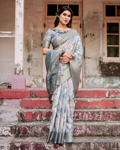 Pure Banarasi Silk Saree Weaved With Golden Zari Comes With Tassels