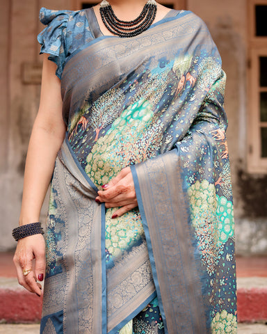 Pure Banarasi Silk Saree Weaved With Golden Zari Comes With Tassels