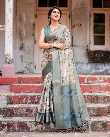 Pure Banarasi Silk Saree Weaved With Golden Zari Comes With Tassels