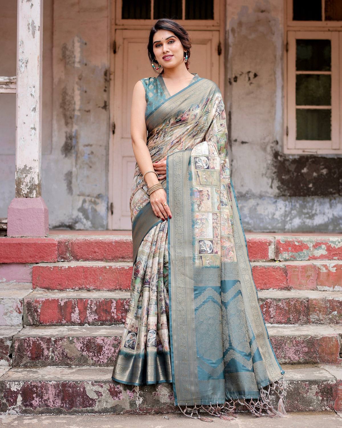 Pure Banarasi Silk Saree Weaved With Golden Zari Comes With Tassels