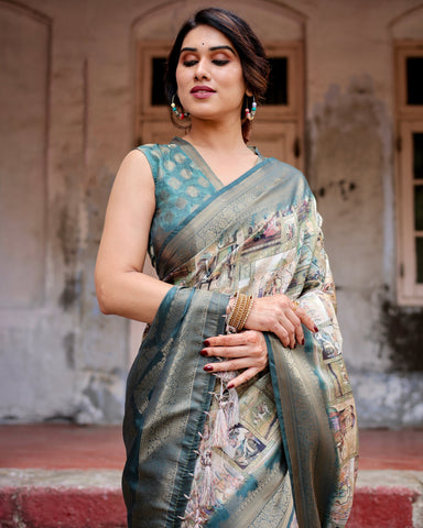 Pure Banarasi Silk Saree Weaved With Golden Zari Comes With Tassels