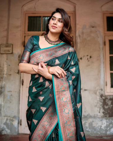 Pure Gaji Silk Saree Weaved With  Zari Comes With Tassels