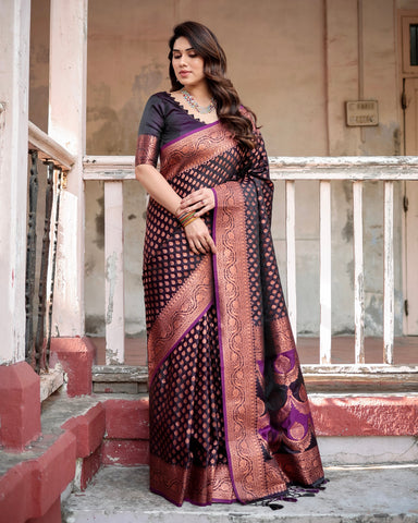 Pure Gaji Silk Saree Weaved With  Zari Comes With Tassels