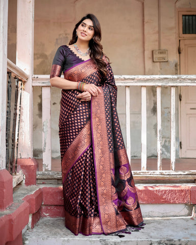 Pure Gaji Silk Saree Weaved With  Zari Comes With Tassels