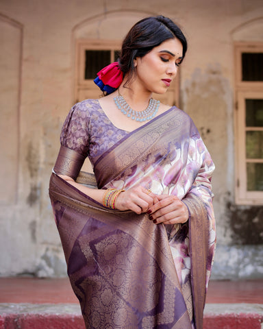 Pure Banarasi Silk Saree Weaved With Golden Zari Comes With Tassels