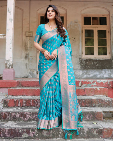 Pure Gaji Silk Saree Weaved With  Zari Comes With Tassels