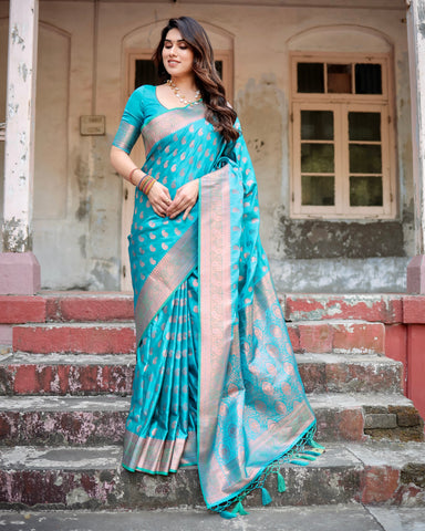 Pure Gaji Silk Saree Weaved With  Zari Comes With Tassels