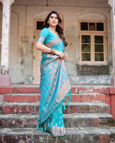 Pure Gaji Silk Saree Weaved With  Zari Comes With Tassels