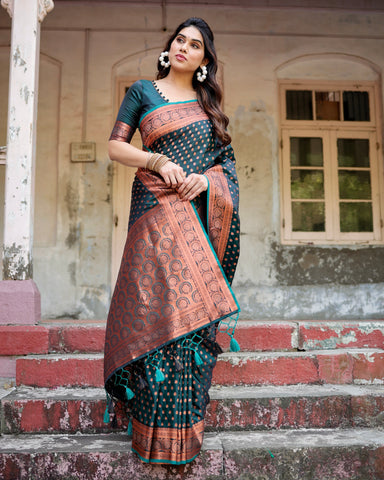 Pure Gaji Silk Saree Weaved With  Zari Comes With Tassels