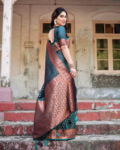 Pure Gaji Silk Saree Weaved With  Zari Comes With Tassels