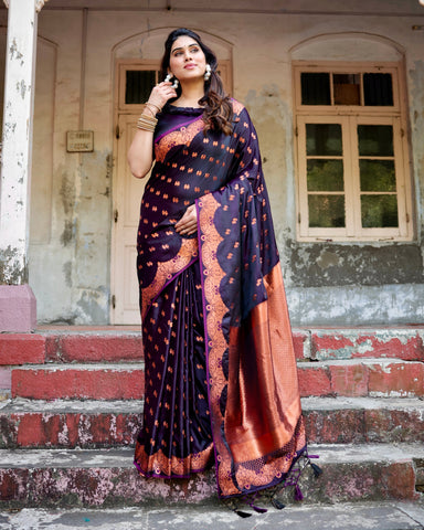 Pure Gaji Silk Saree Weaved With  Zari Comes With Tassels