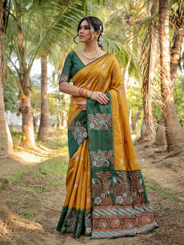 Pure Silk Saree Weaved With Zari Comes With Heavy Banarasi Brocade Blouse