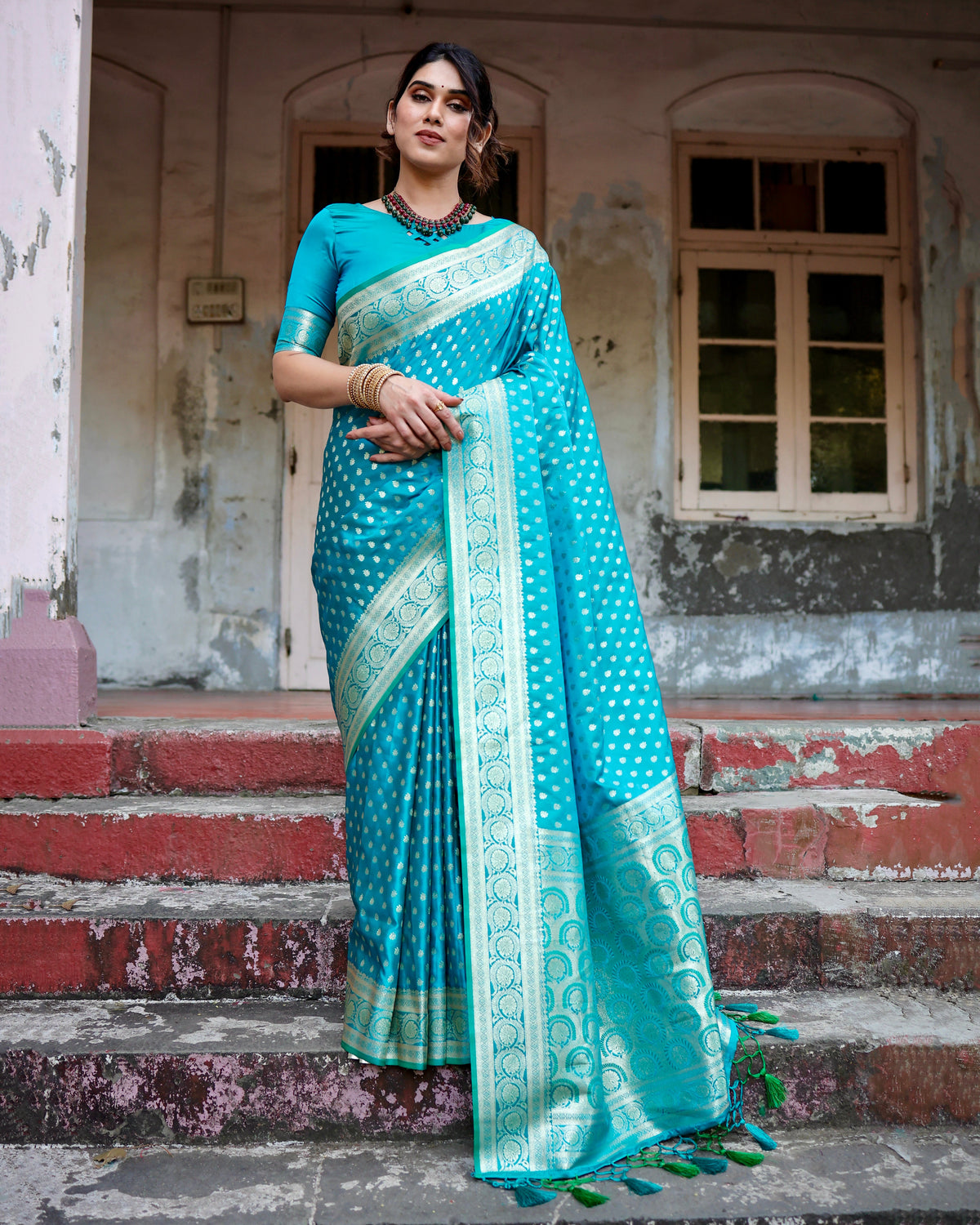 Pure Gaji Silk Saree Weaved With  Zari Comes With Tassels