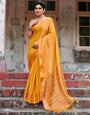 Pure Linen Saree Weaved With  Zari Comes With Tassels