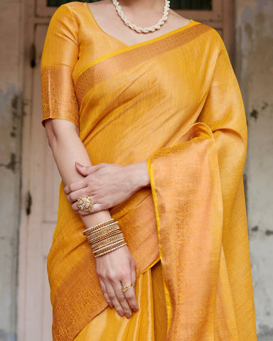 Pure Linen Saree Weaved With  Zari Comes With Tassels