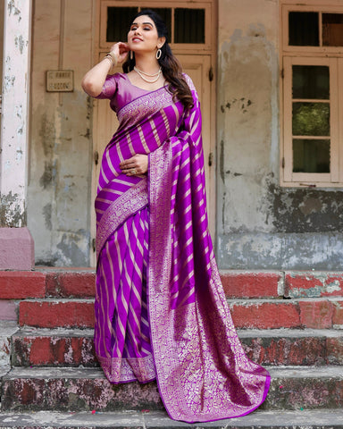 Pure Semi Silk Saree Weaved With Copper Zari Comes With Heavy Banarasi Brocade Blouse