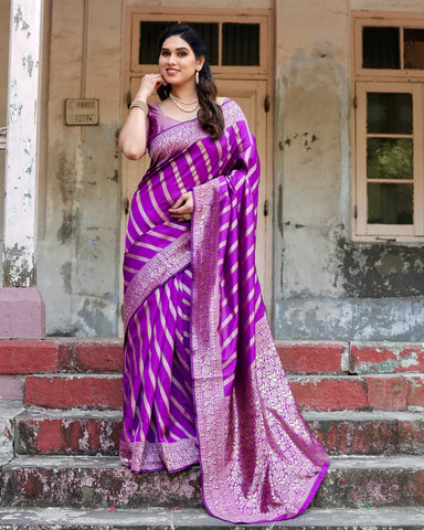 Pure Semi Silk Saree Weaved With Copper Zari Comes With Heavy Banarasi Brocade Blouse