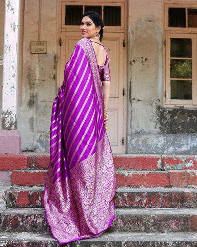 Pure Semi Silk Saree Weaved With Copper Zari Comes With Heavy Banarasi Brocade Blouse