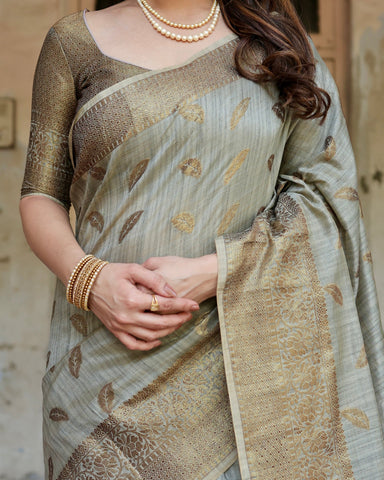 Pure Silk Saree Weaved With Zari Comes With Heavy Banarasi Brocade Blouse